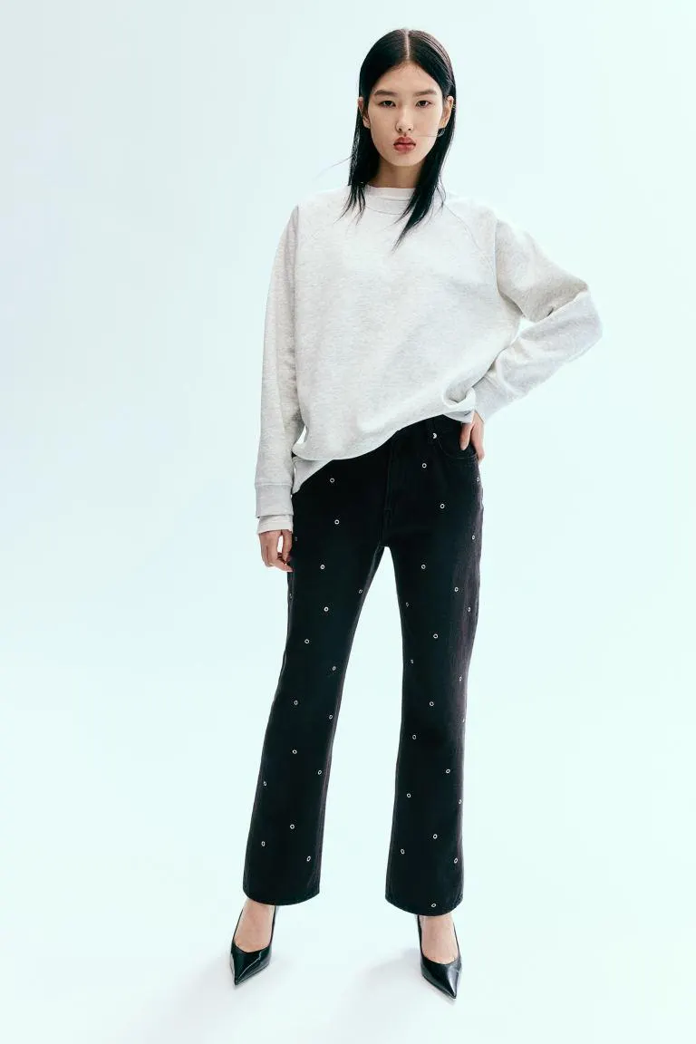 Rette jeans med malje