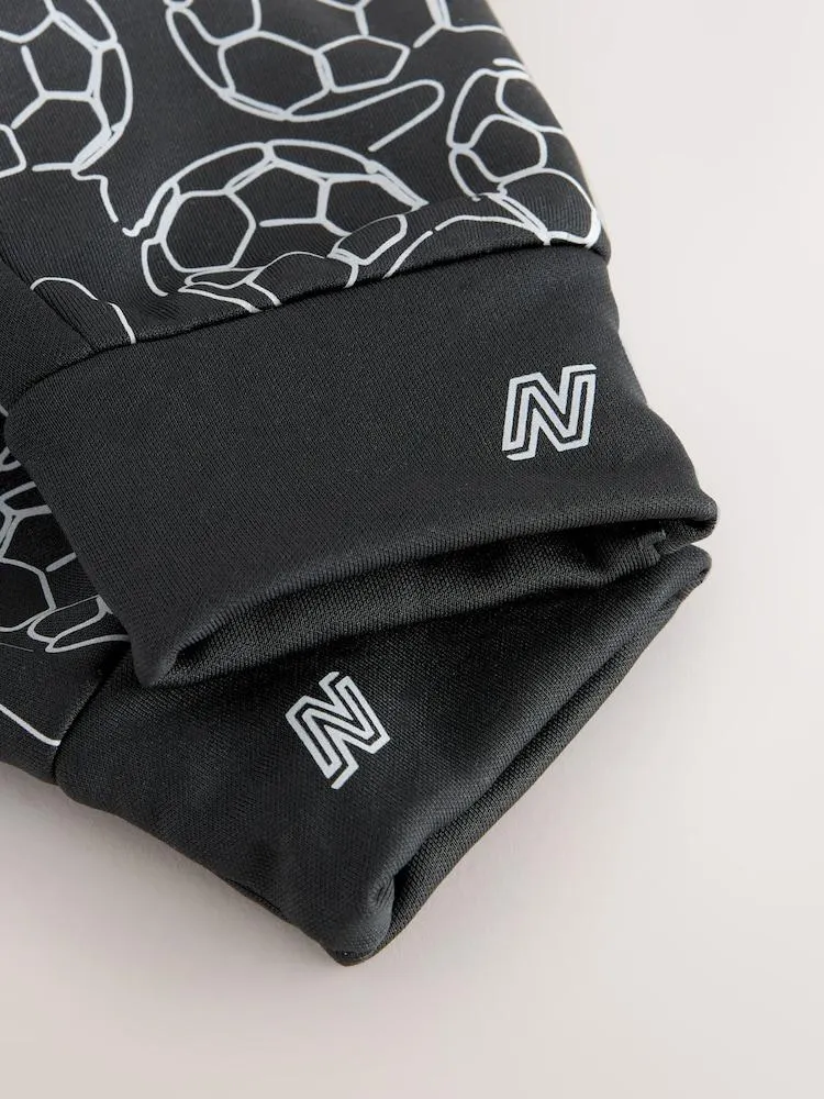 Černá fotbalový potisk - Sports Rukavice (3-16let)