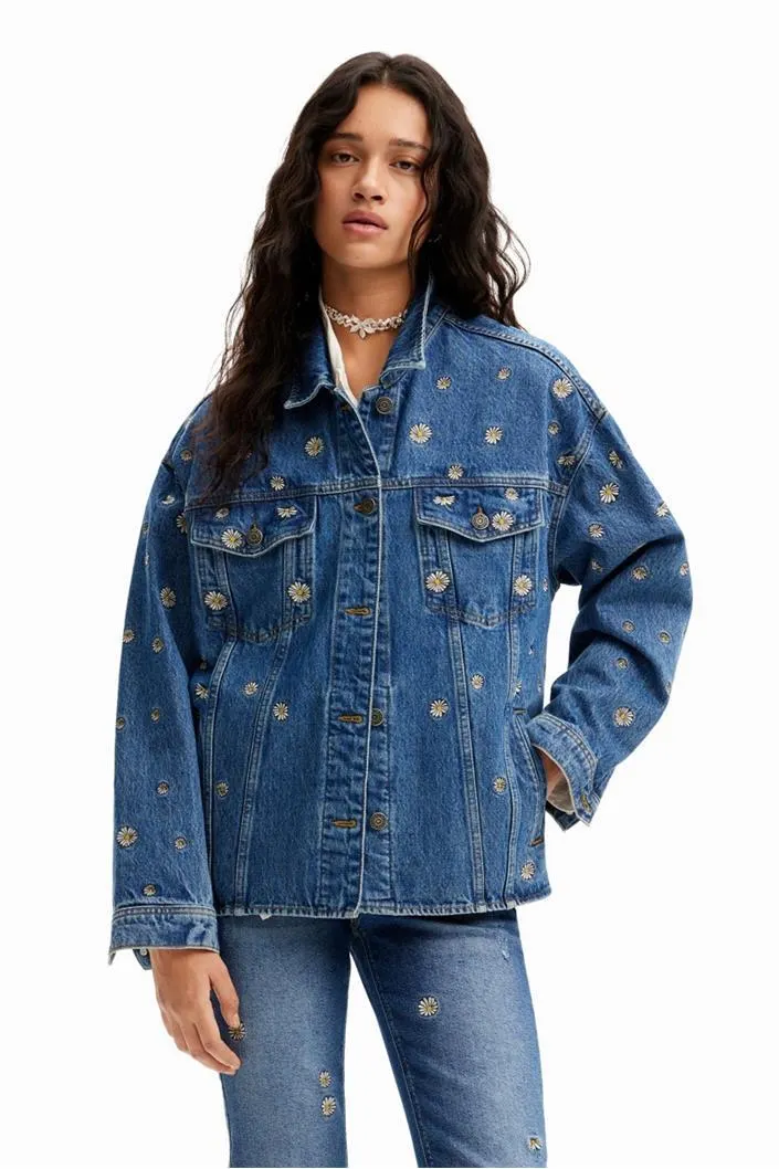bunda Desigual Flowers denim medium wash