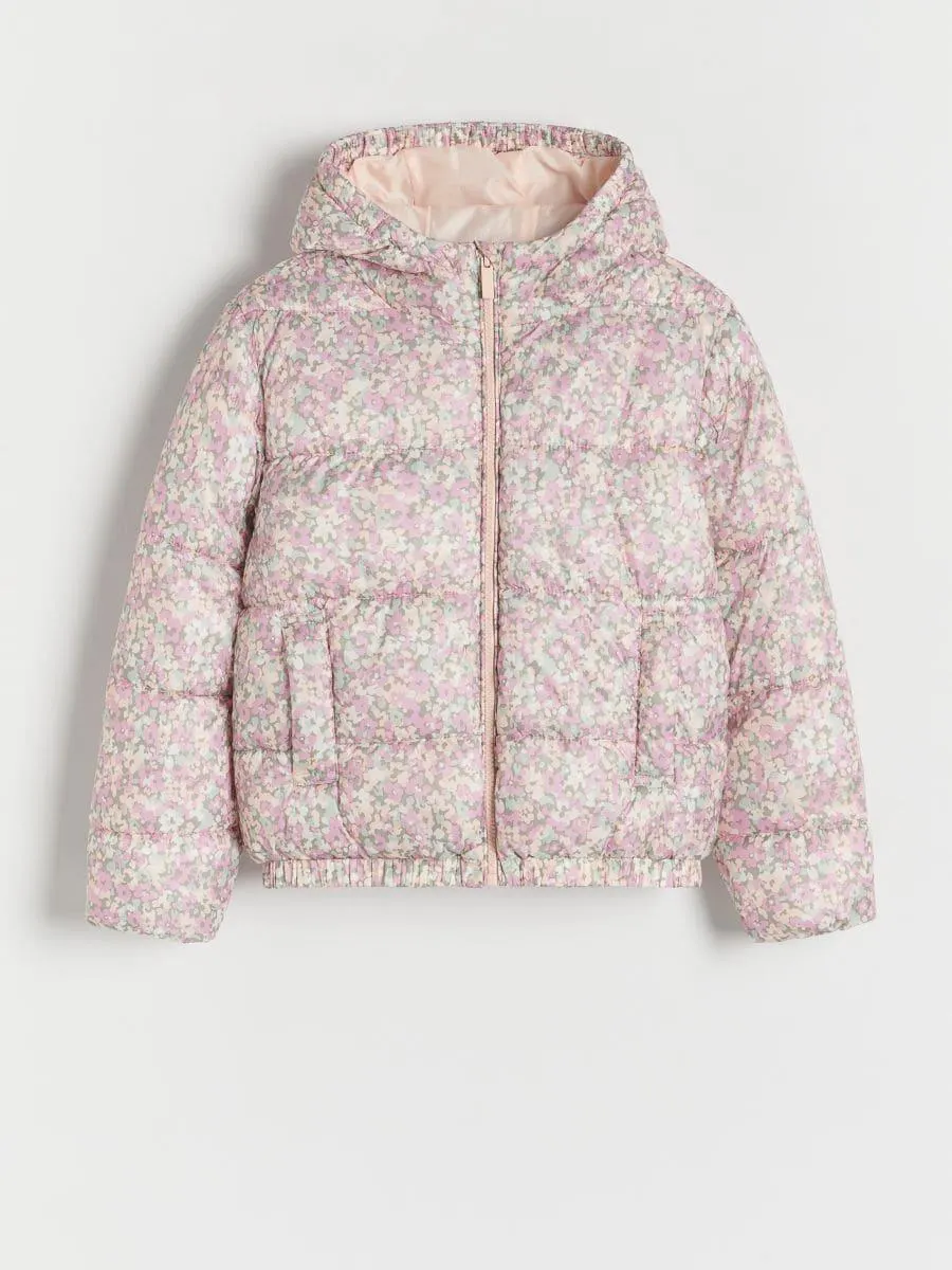 Prošívaná květovaná bunda