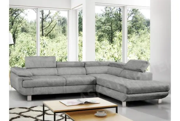 Rohová sedací souprava Lotos, světle šedá látka, pravý roh