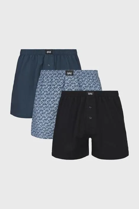 3PACK Trenýrky MEN-A Bike - černomodrá