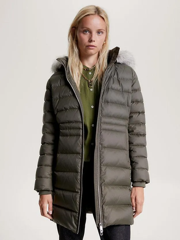 Down-Filled Faux Fur Hood Coat