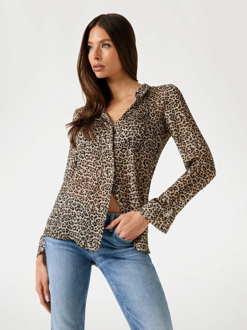 Camisa de chifón con estampado leopardo