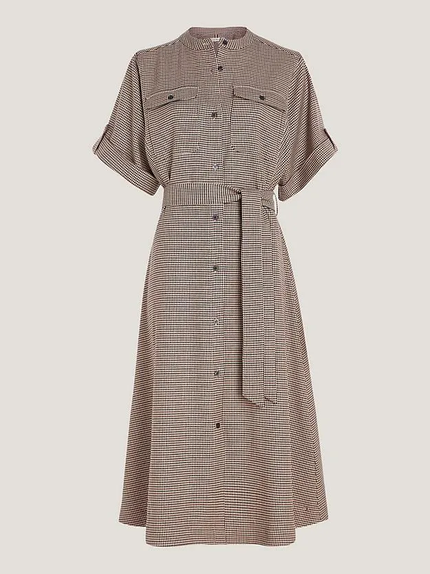 Micro Check Midi Shirt Dress