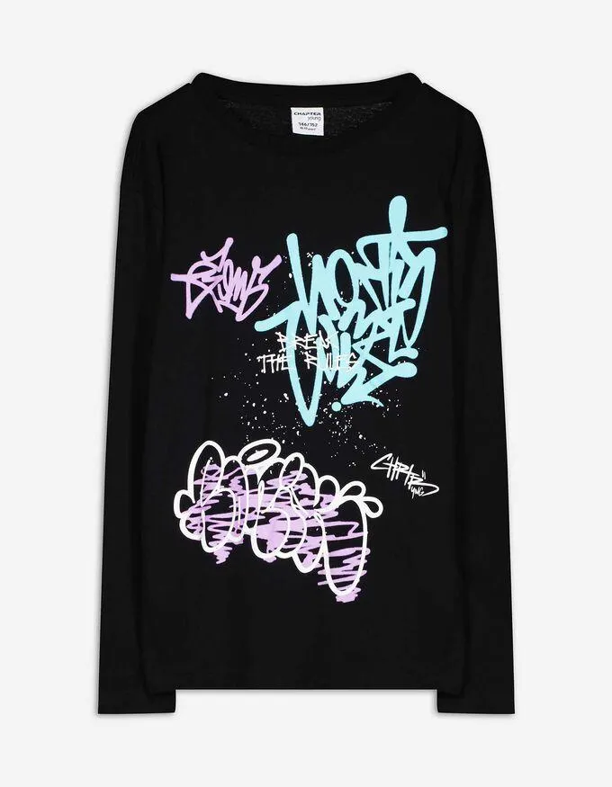 Longsleeve - Vooropdruk - zwart