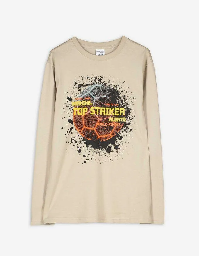 Longsleeve - Vooropdruk - beige