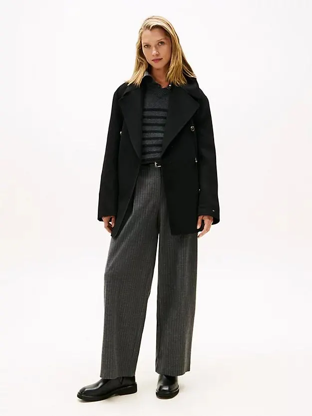 Wool Blend Double Breasted Peacoat