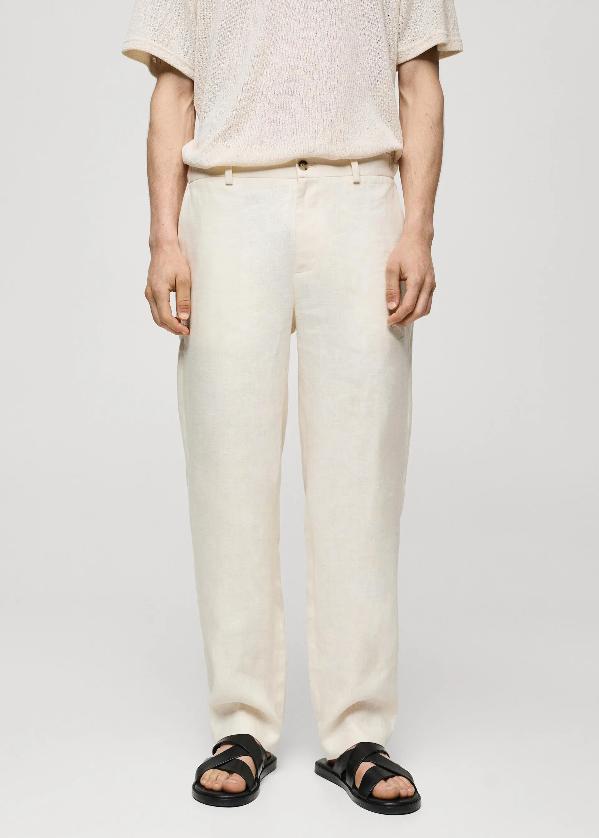 Kalhoty relax fit 100% len