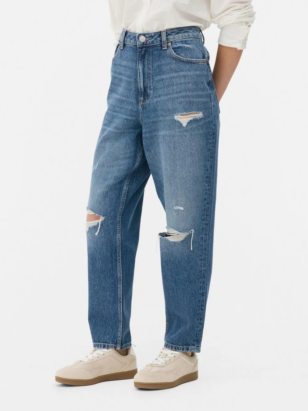 Ripped Denim Mom Jeans
