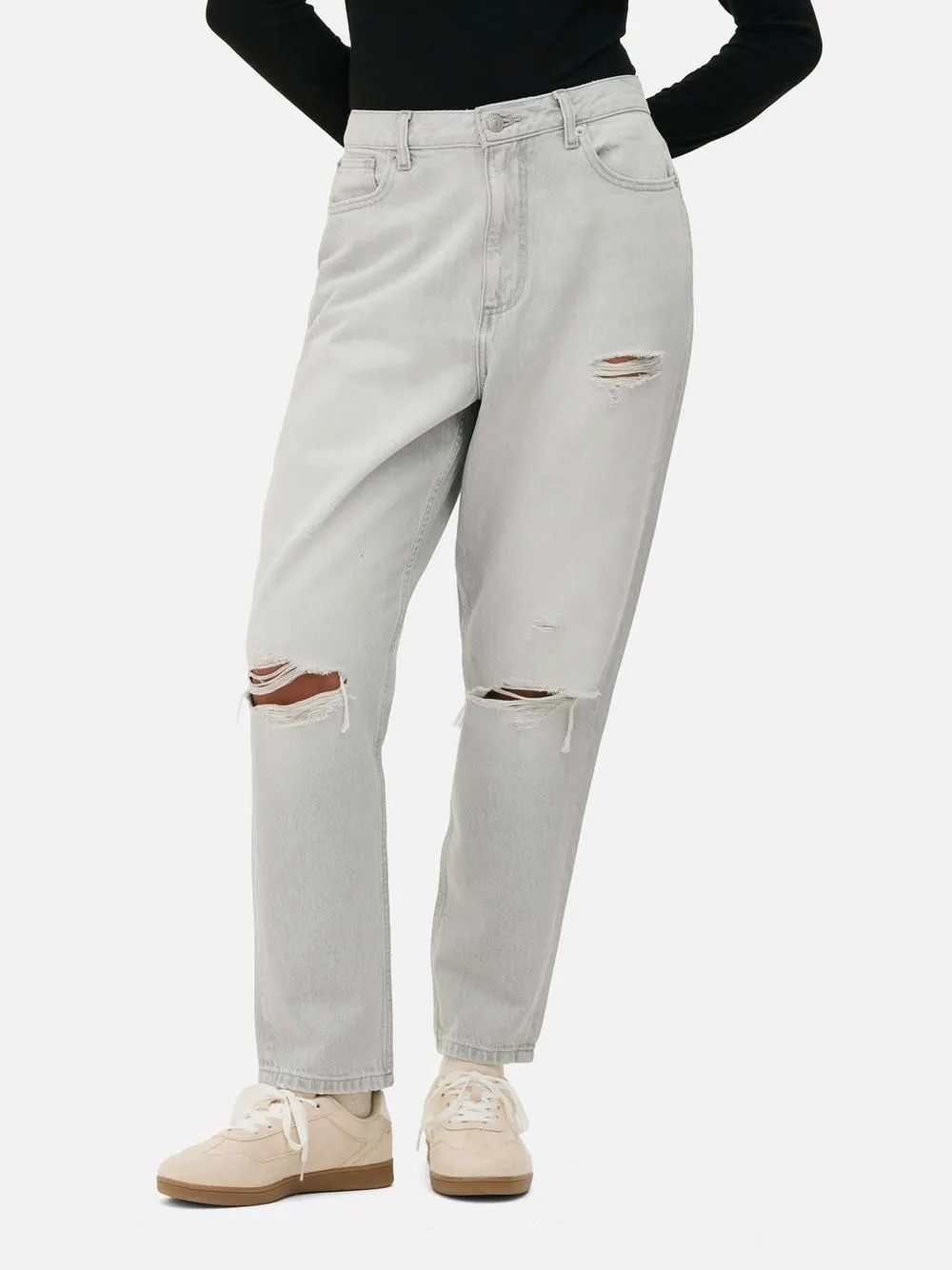 Ripped Denim Mom Jeans