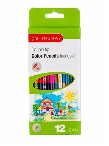 STINGRAY Pastelky oboustranné trojhranné, 12 ks, 24 barev