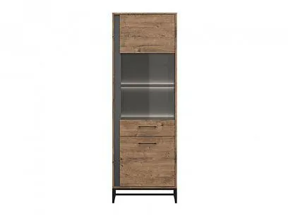 LUTON vitrína REG1D1W/20/7/P + LED, grafit/dub ribbeck