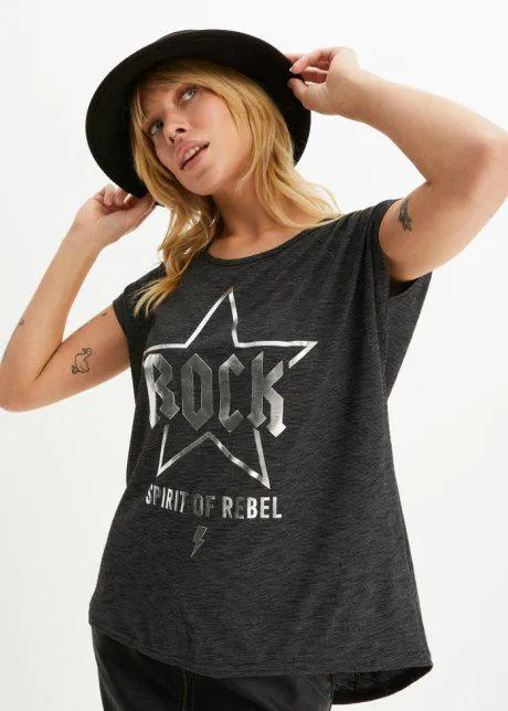 Dlouhé tričko se stříbrným potiskem