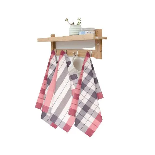 Utěrka ZOE šedočervená vyvařovací 3 ks 50x70 cm