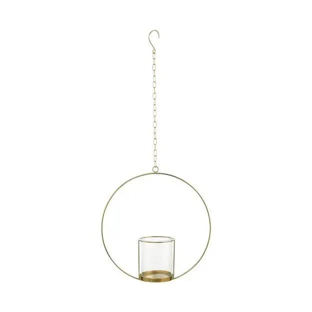 LUNA Závěsný dekorační kruh se skleněnou vsadkou 12,5 cm