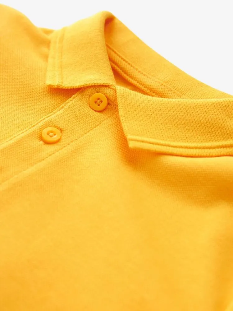 Žlutá - Sada 2 bavlněných školních polo triček s krátkými rukávy (3-16let)