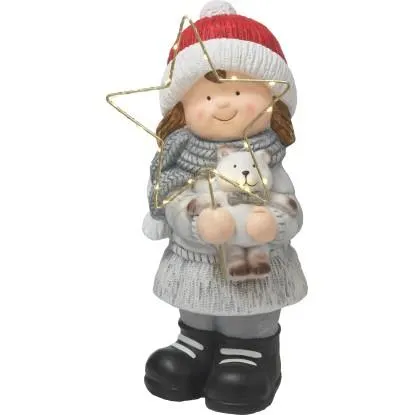 LED vánoční figurka dívka, 20 diod, IP44, 20 x 19,5 x 42,5 cm