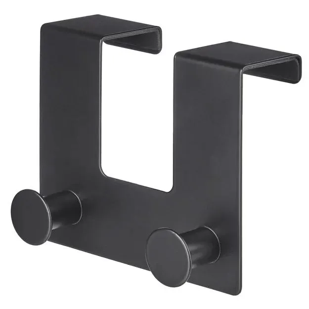 BASIC Věšák na dveře s 2 háčky - černá