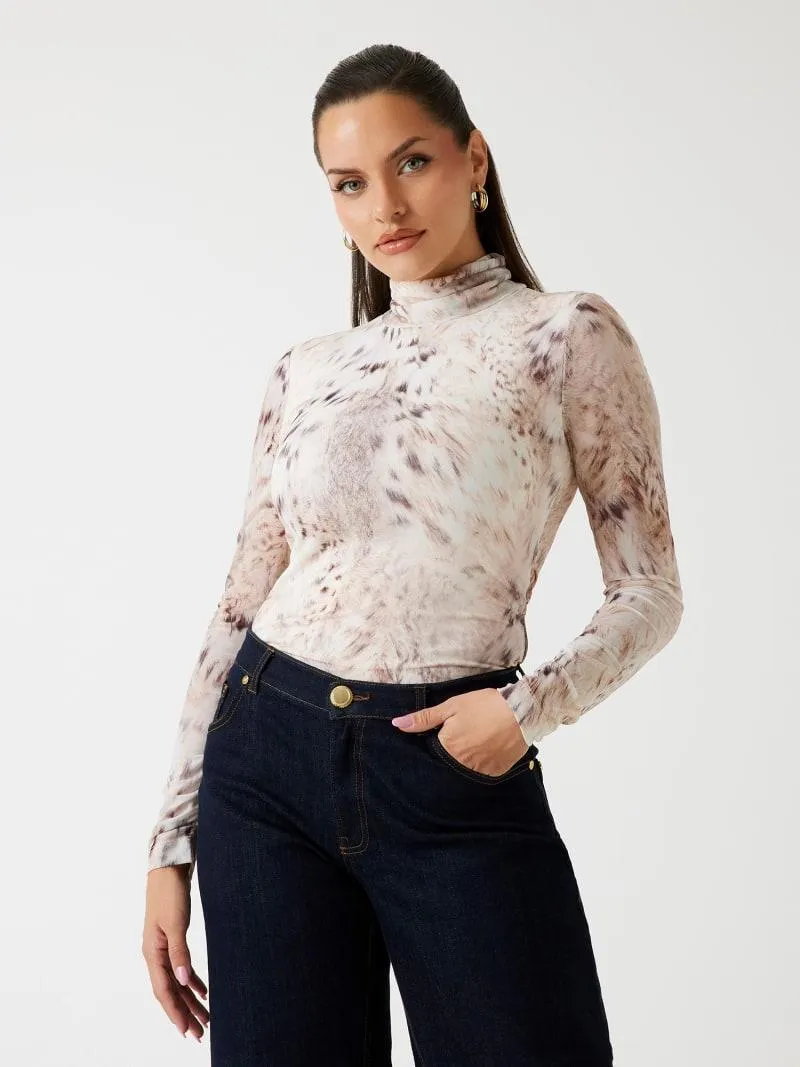 Top de malla con estampado animal Marciano