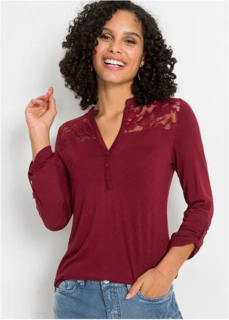 Maglia serafino con pizzo