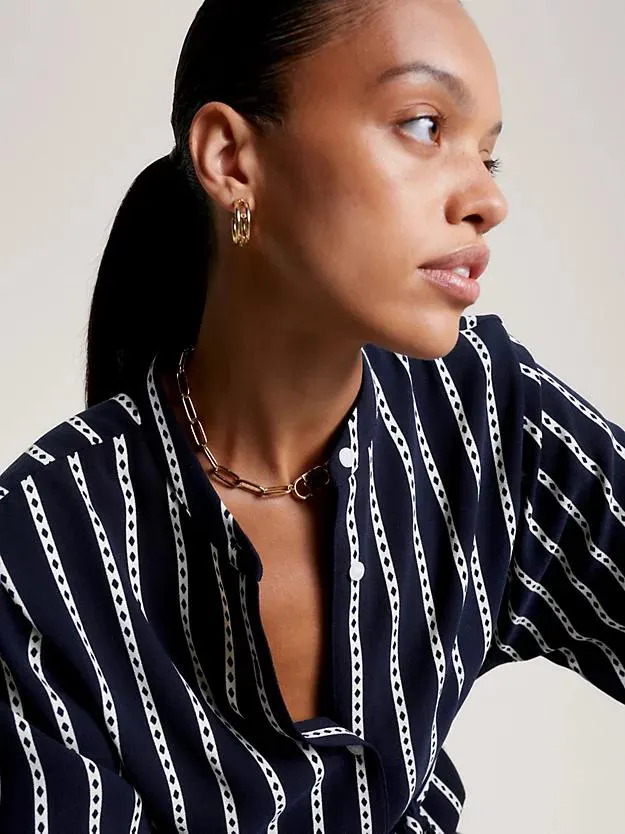 Argyle Stripe Midi Shirt Dress