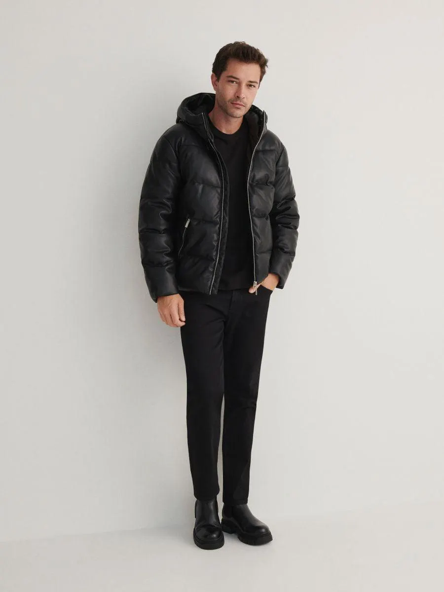 Jachetă matlasată, din piele ecologică