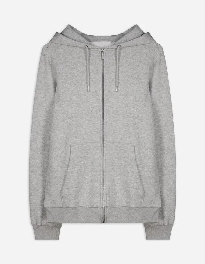 Propínací mikina - Kapuce se šňůrkou na stažení - seda