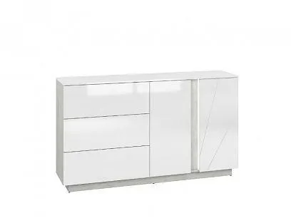 LAMIA 06 komoda, beton stříbrný/bílá lesk/bílá lesk MDF