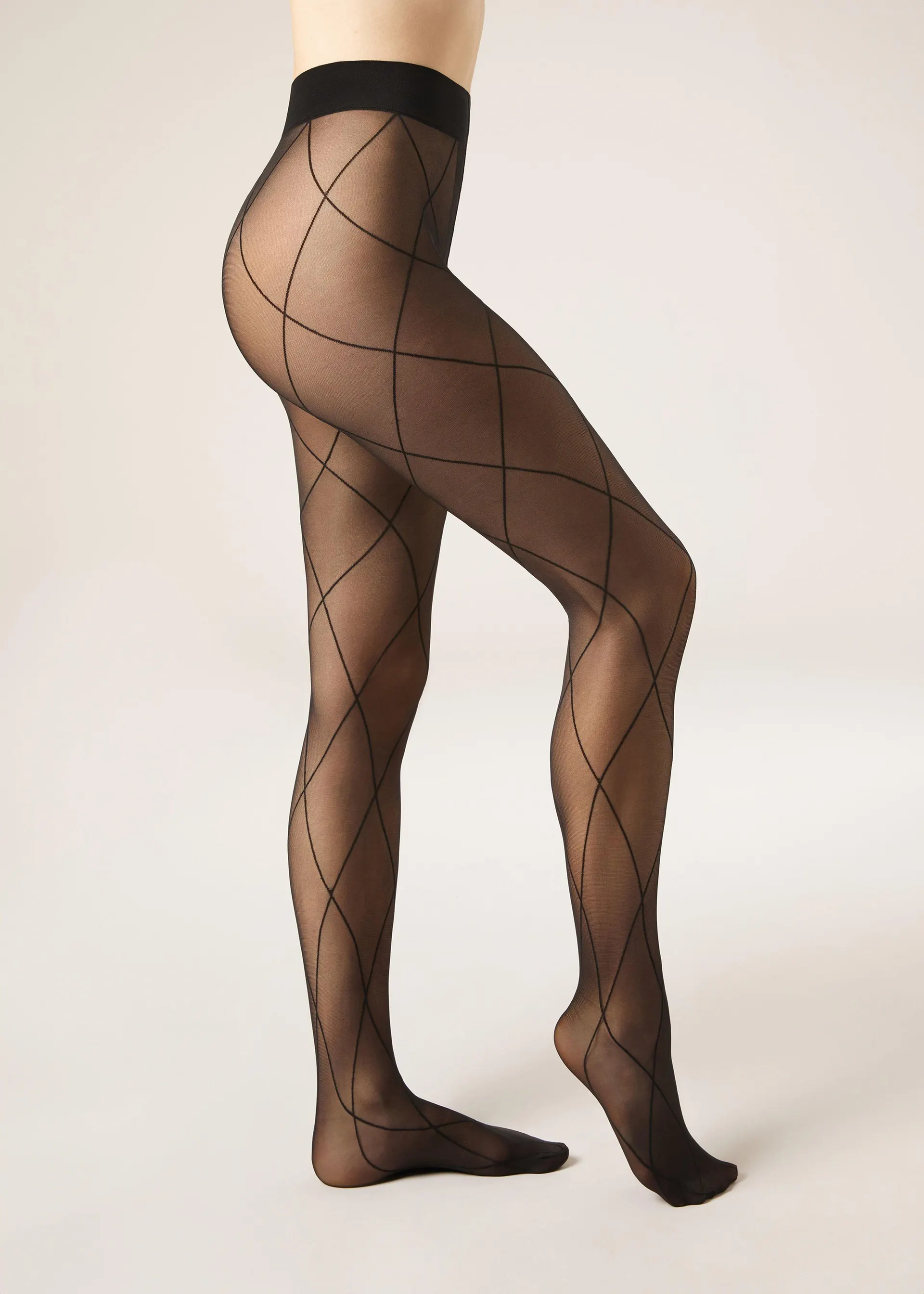 Průsvitné kárované punčocháče