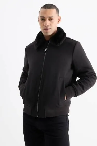 Bunda s límcem z umělé kožešiny