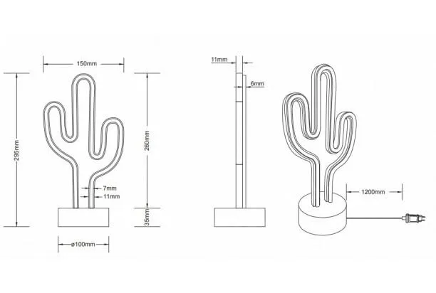 Stolní LED lampa Kaktus, bílá