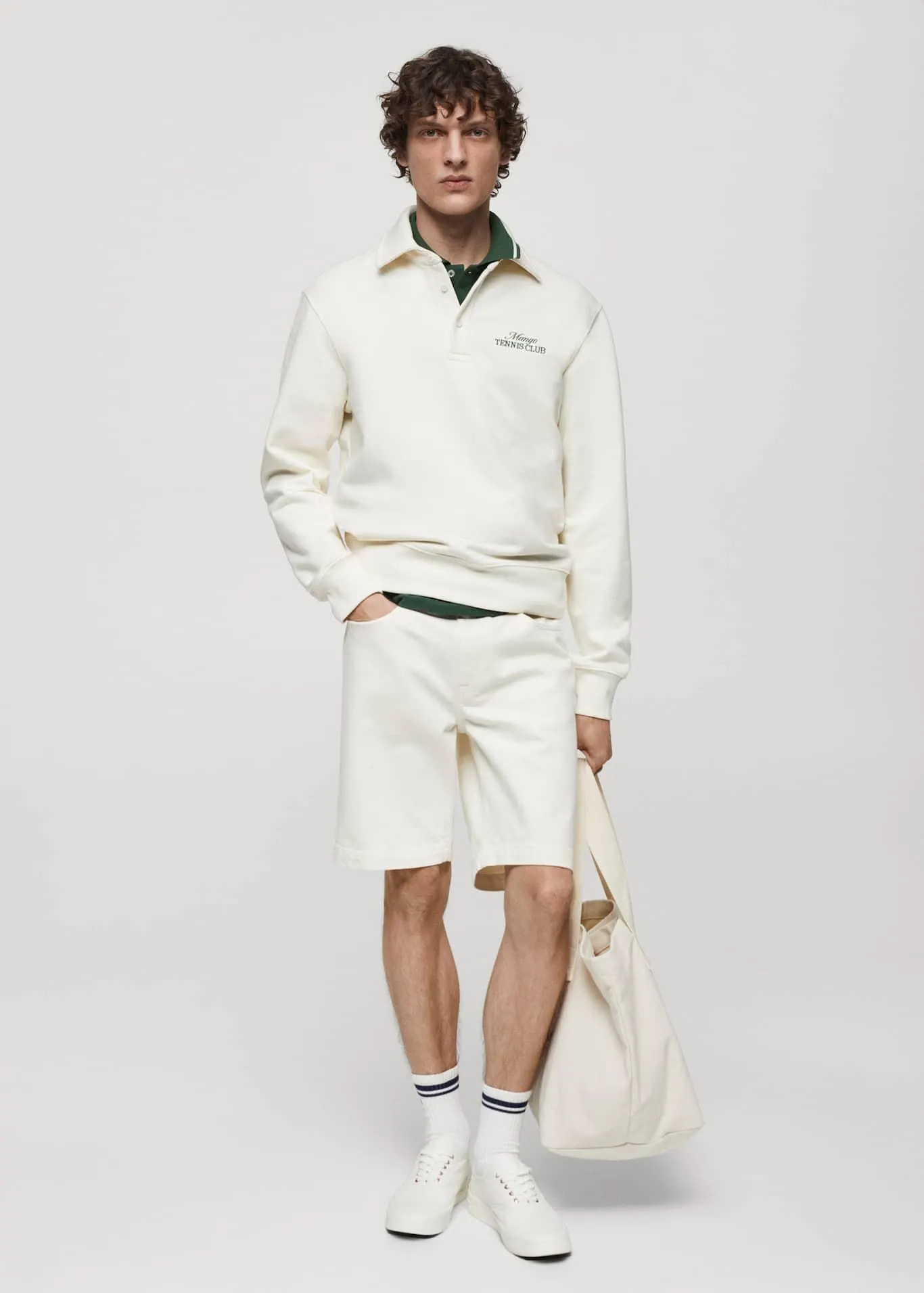 Embroidered cotton polo sweatshirt