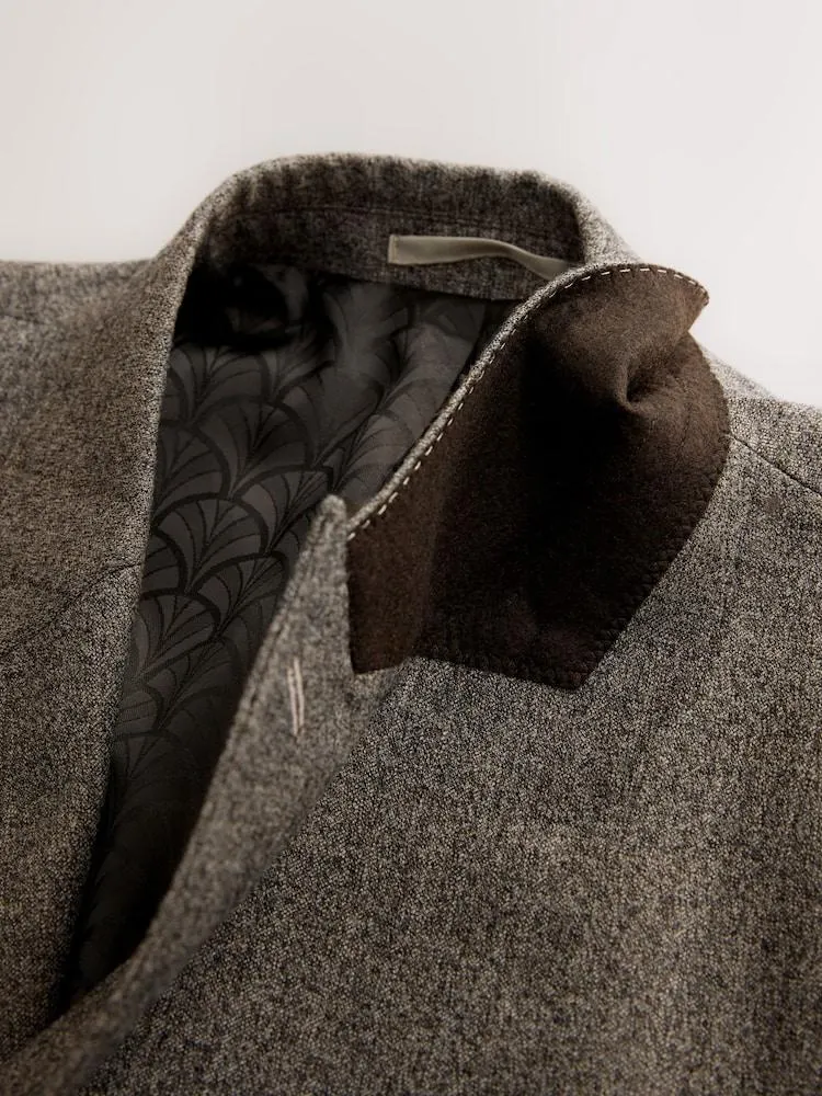 Neutrální - Double Breasted Merino Wool Blend Suit Jacket