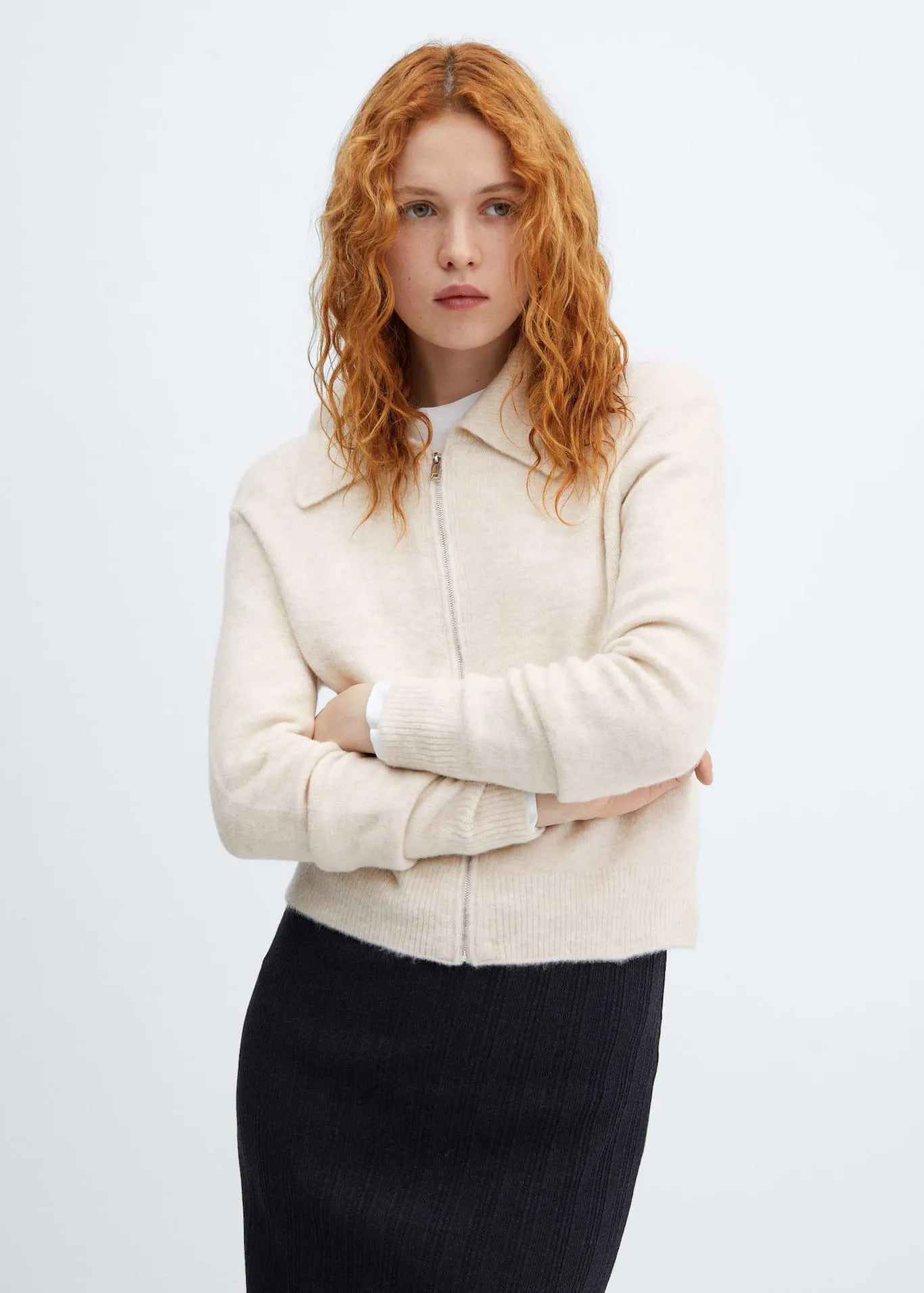 Casaco de malha com fecho de correr