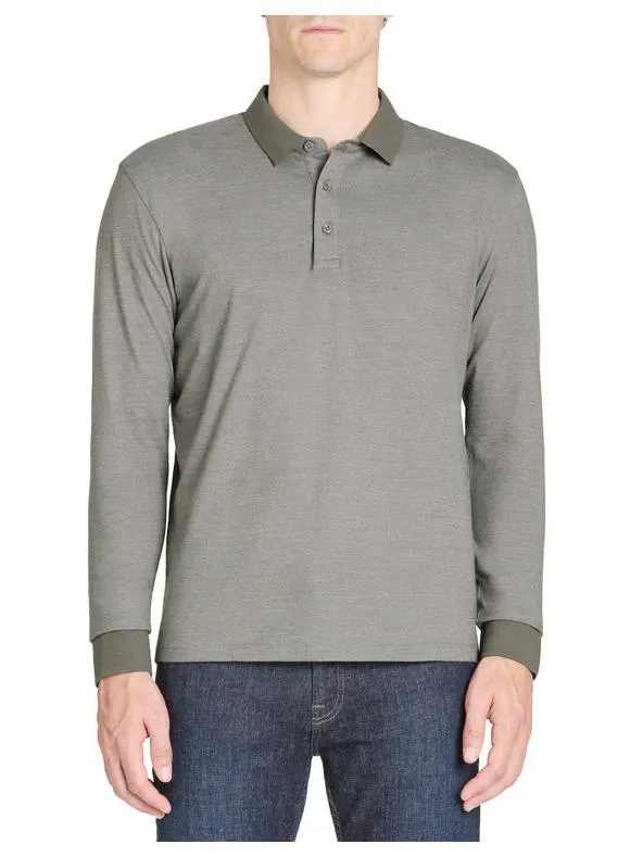 Šedé pánské polo tričko s dlouhým rukávem Celio Janime