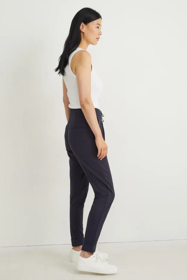 Plátěné kalhoty - mid waist - tapered fit