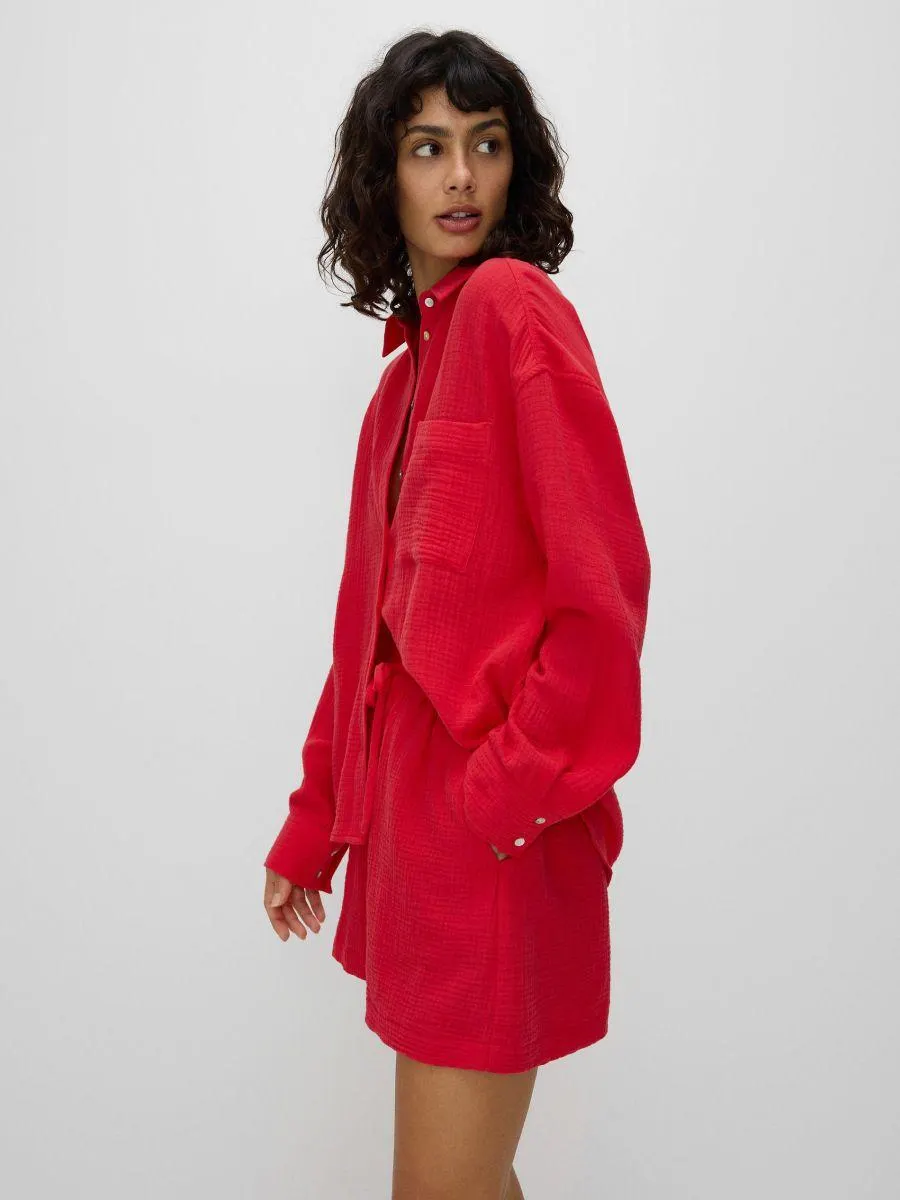 Šortky z bavlněného mušelínu