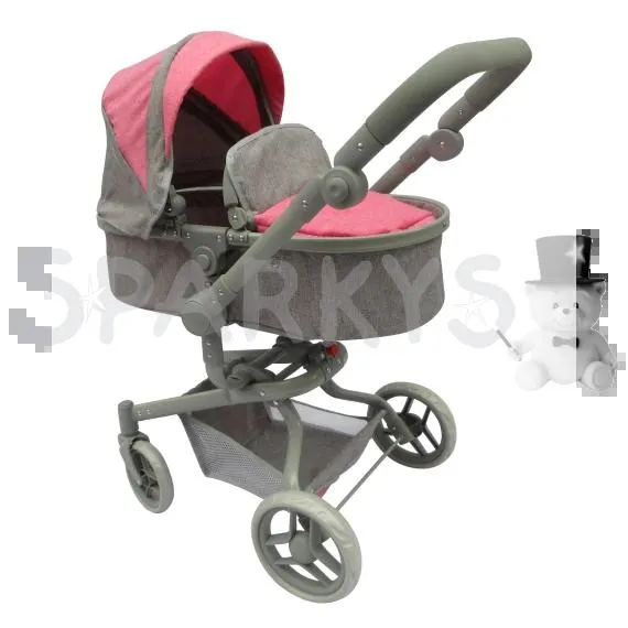 Kočárek 2v1 - růžovo-šedý
