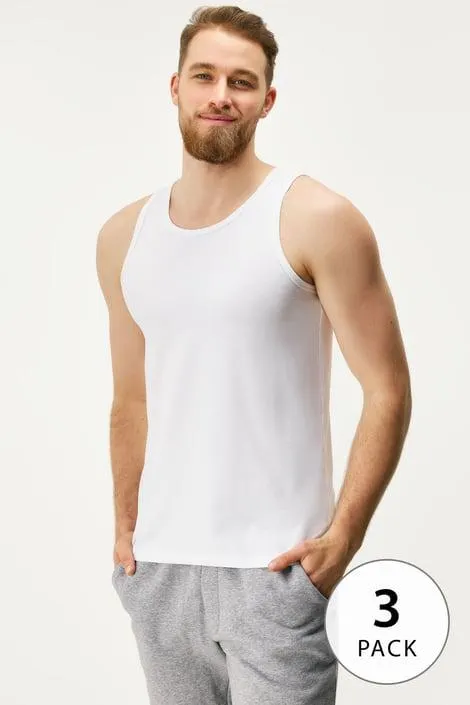 3PACK Bavlněné tílko MEN-A Jared - bílá