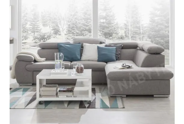 Rohová sedací souprava Viera, světle šedá tkanina, pravý roh