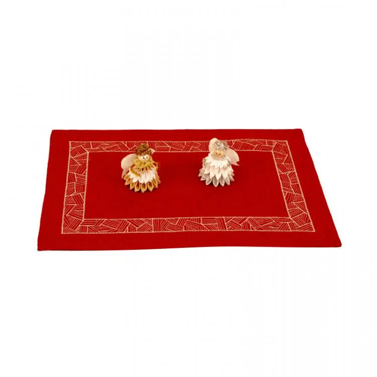 Sváteční prostírání s výšivkou červené 30x45 cm - set 4ks
