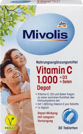tablety vitamín C 1000 + vitamín D3 + selen depot, 42 g