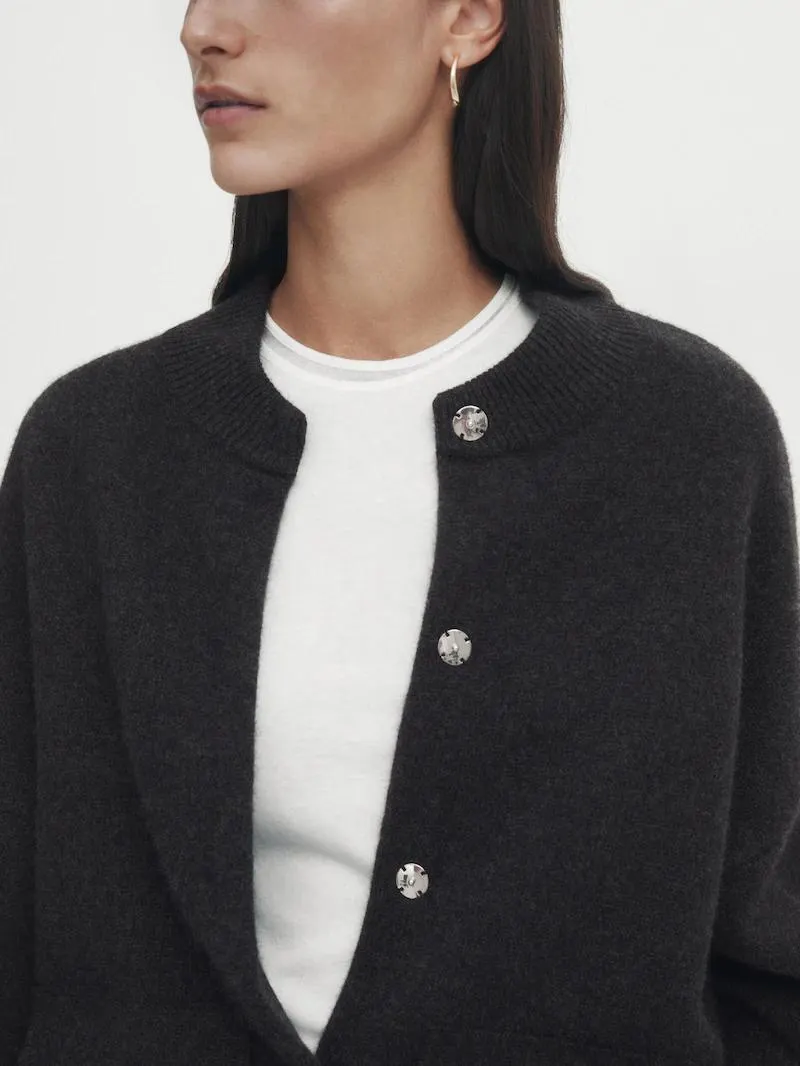 Úpletová bunda bomber ze 100% vlny