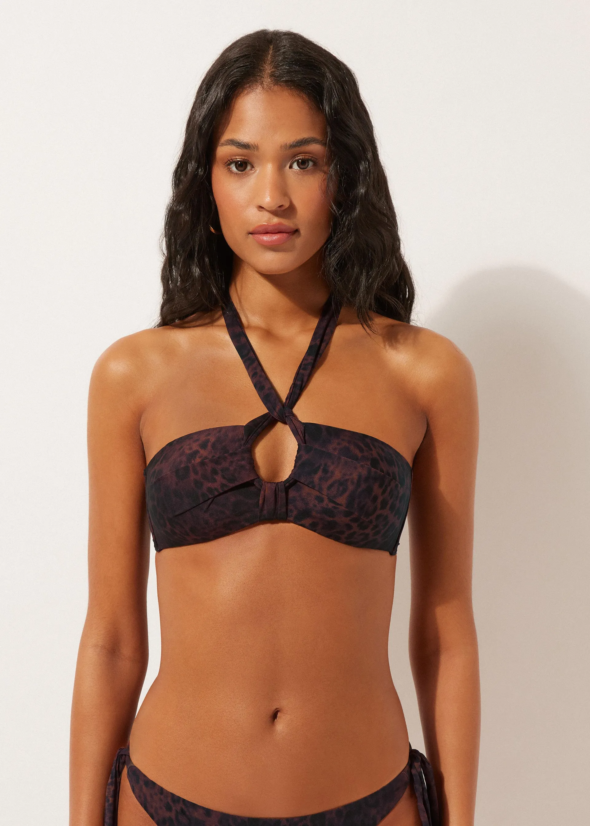 Bikinový top bez ramínek Dark Animalier