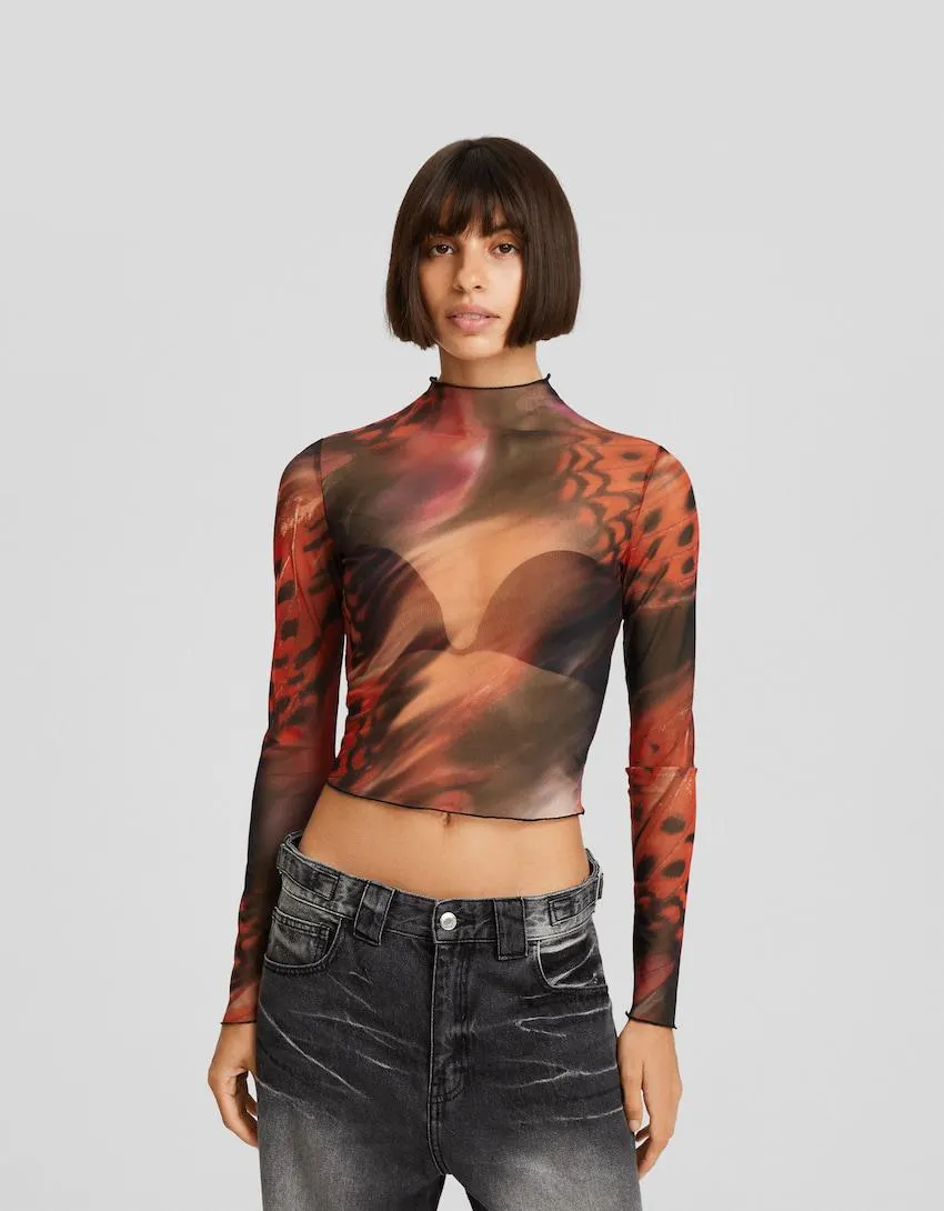 Tylové tričko s dlouhými rukávy