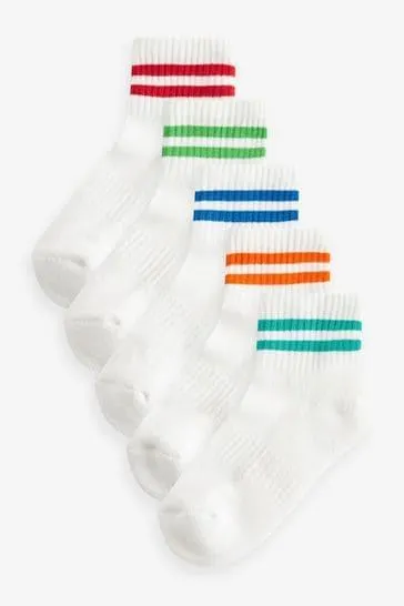 Cotton Rich Sport Stripe Trainers Socks 5 Pack
