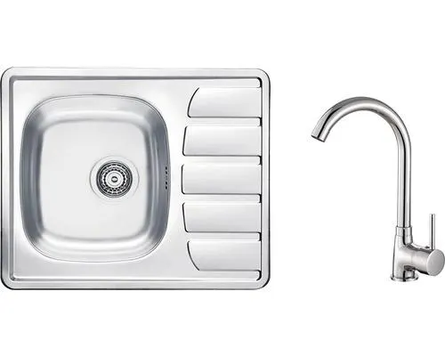 Nerezový dřez s baterií Zoom 500 x 615 mm SETA267
