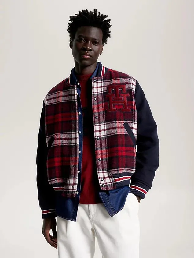Varsity TH Monogram Tartan Bomber Jacket