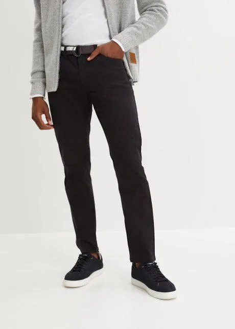 Strečové kalhoty Regular Fit s páskem, Straight
